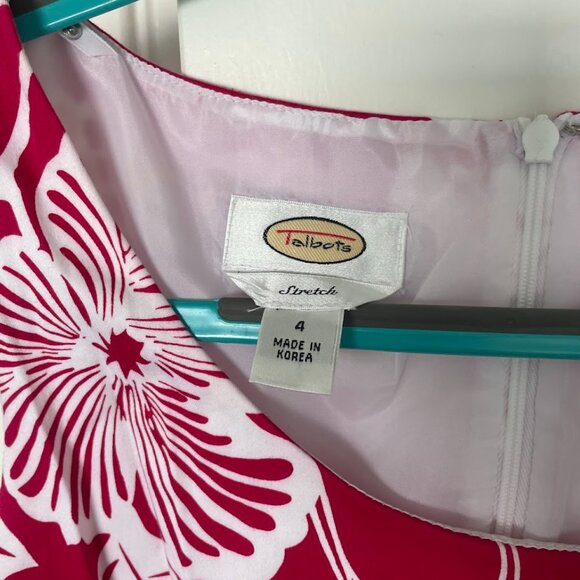 Talbots bright pink and white Hawaiian print dress size 4 - Picture 4 of 4